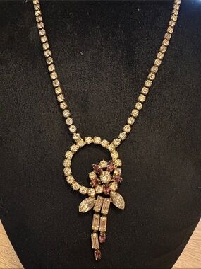 1950s J flex STERLING silver crystal necklace,